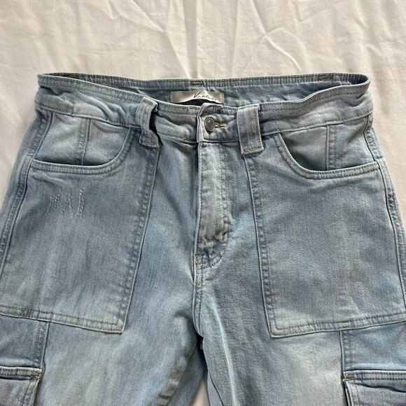 KanCan Light Wash High Waist Straight Leg Cotton Blend Cargo Jeans | Size 9 - Picture 5 of 9